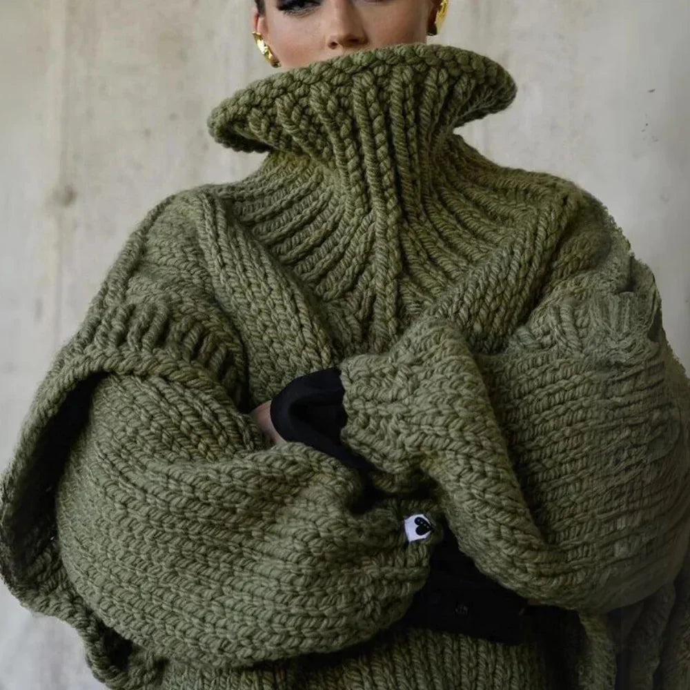 Valorra | Dick gestrickter Rollkragenpullover mit stylischen Ärmeln