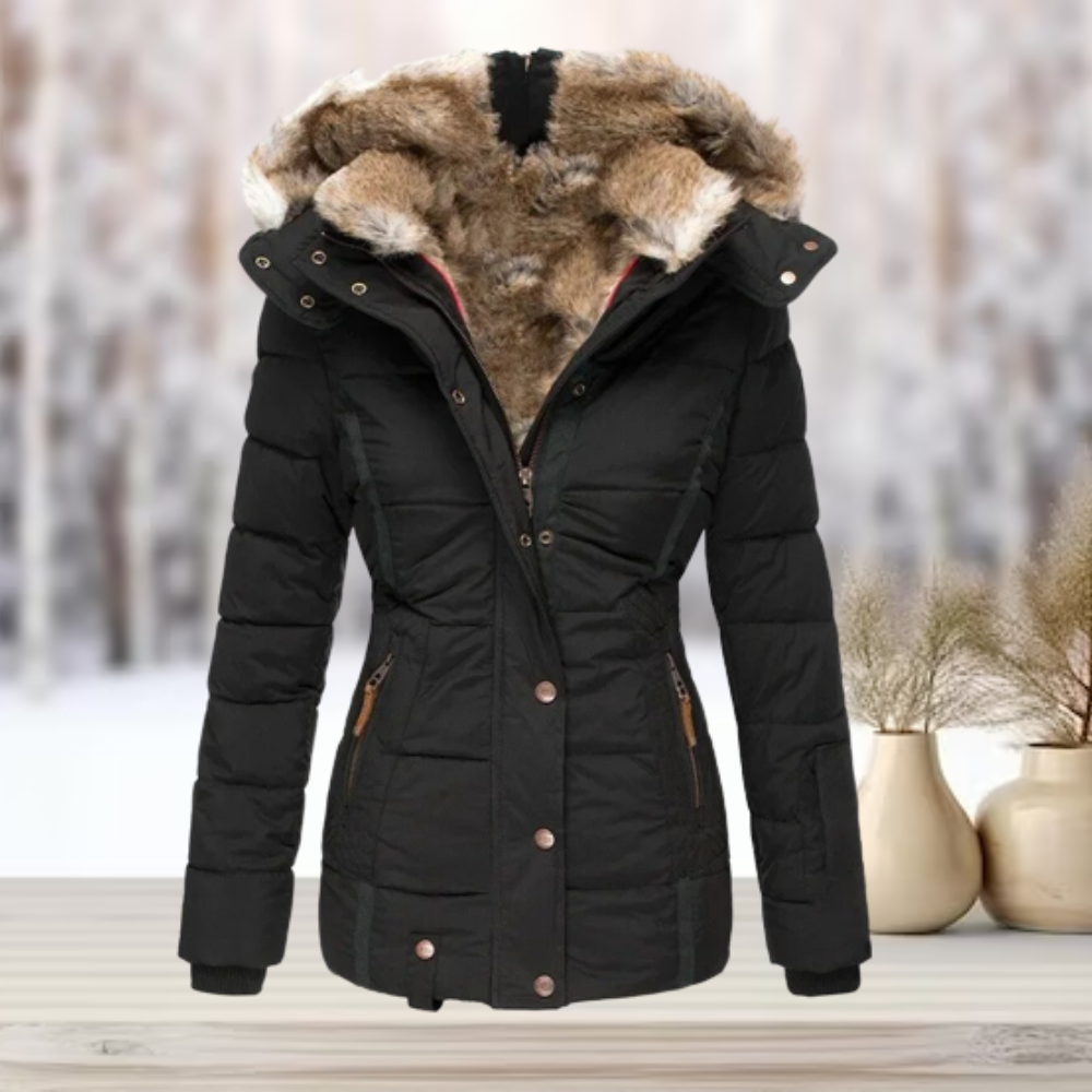 Eulaila | Elegante Winterjacke mit Pelz und Kapuze