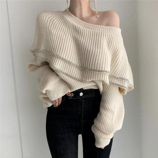 Aria | Gerippter Pullover mit Kontraststreifen