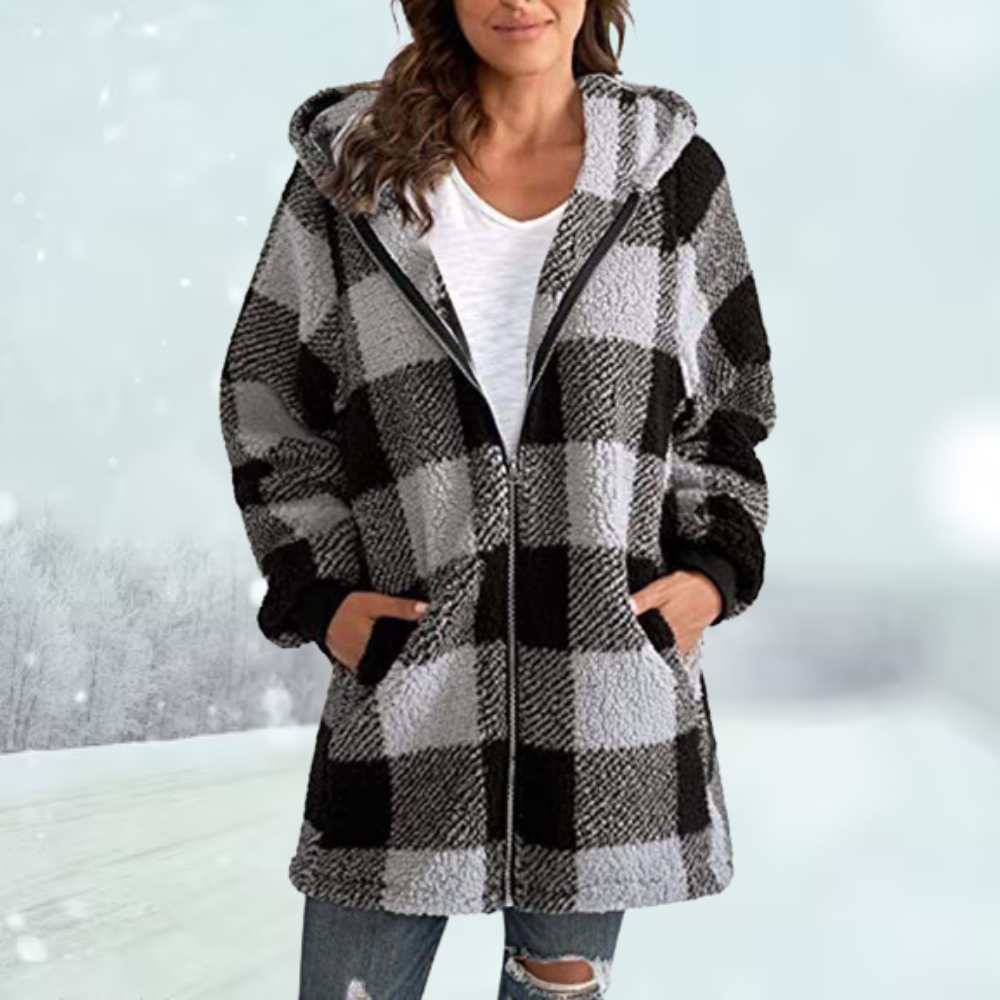 Hermina | Karierte Jacke mit Kapuze: Wintersaison