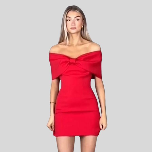 Rosay | Elegantes Schulterfreies Kleid mit Schleife