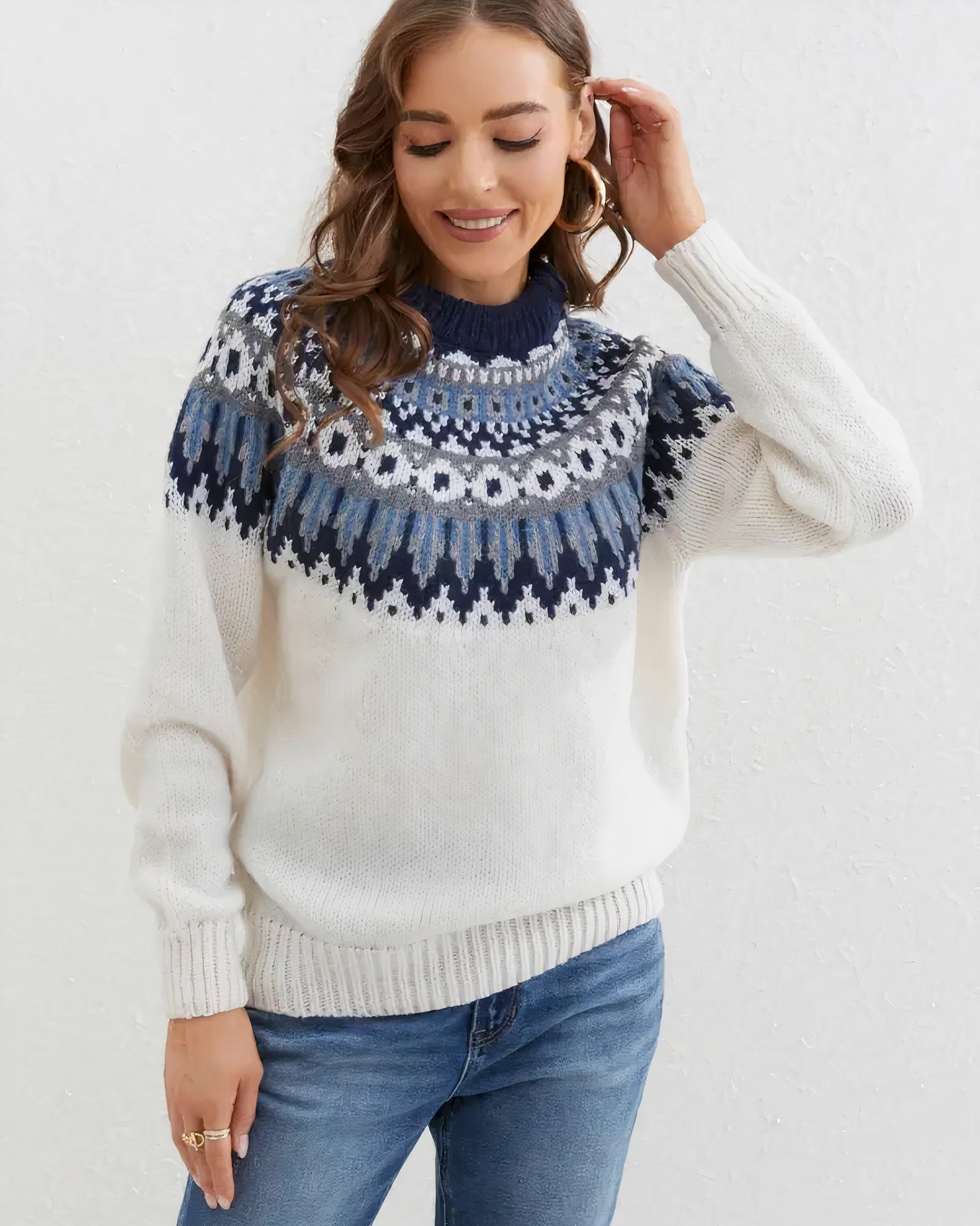 Nalora | Strickrollkragenpullover mit stylischem Printmuster