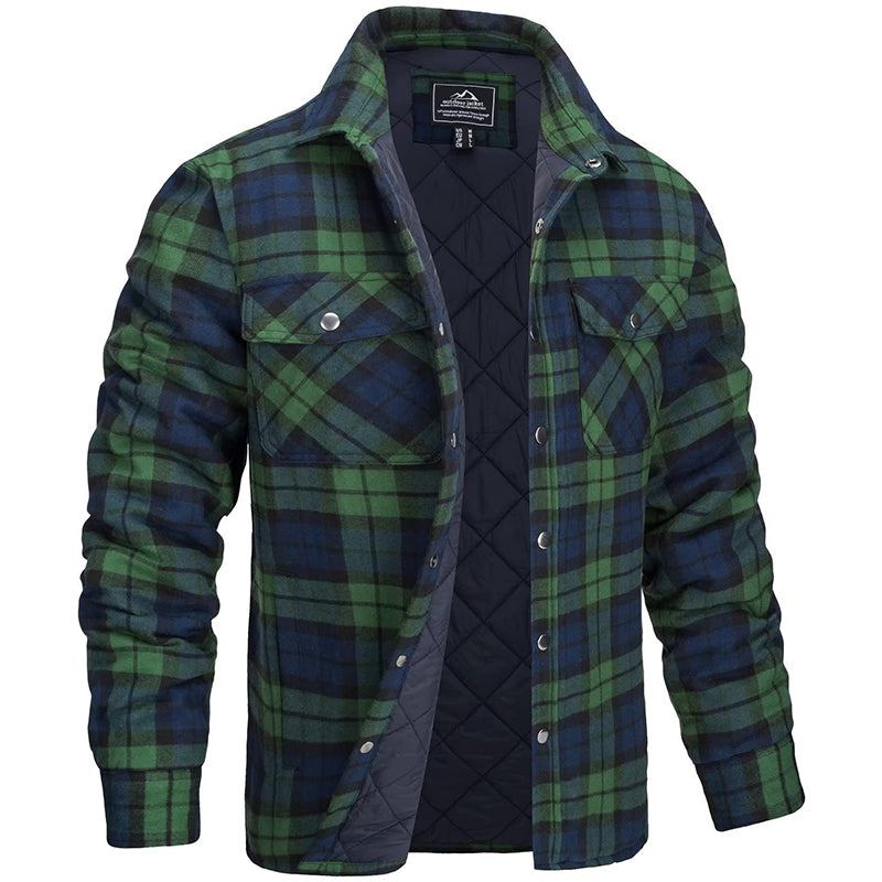 Claust | Herren Gepolsterte Karierte Flanelljacke mit Brusttaschen