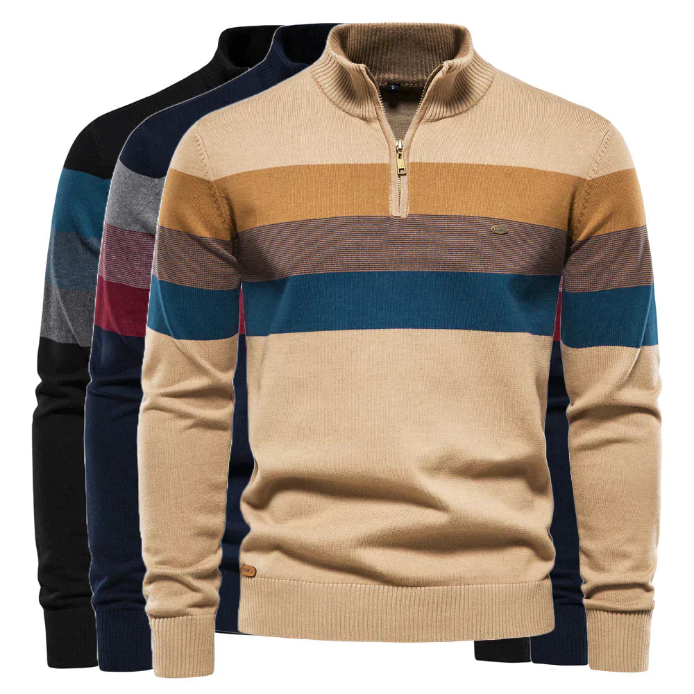 Christian | Herren Halbreißverschluss Pullover mit Colorblock-Design