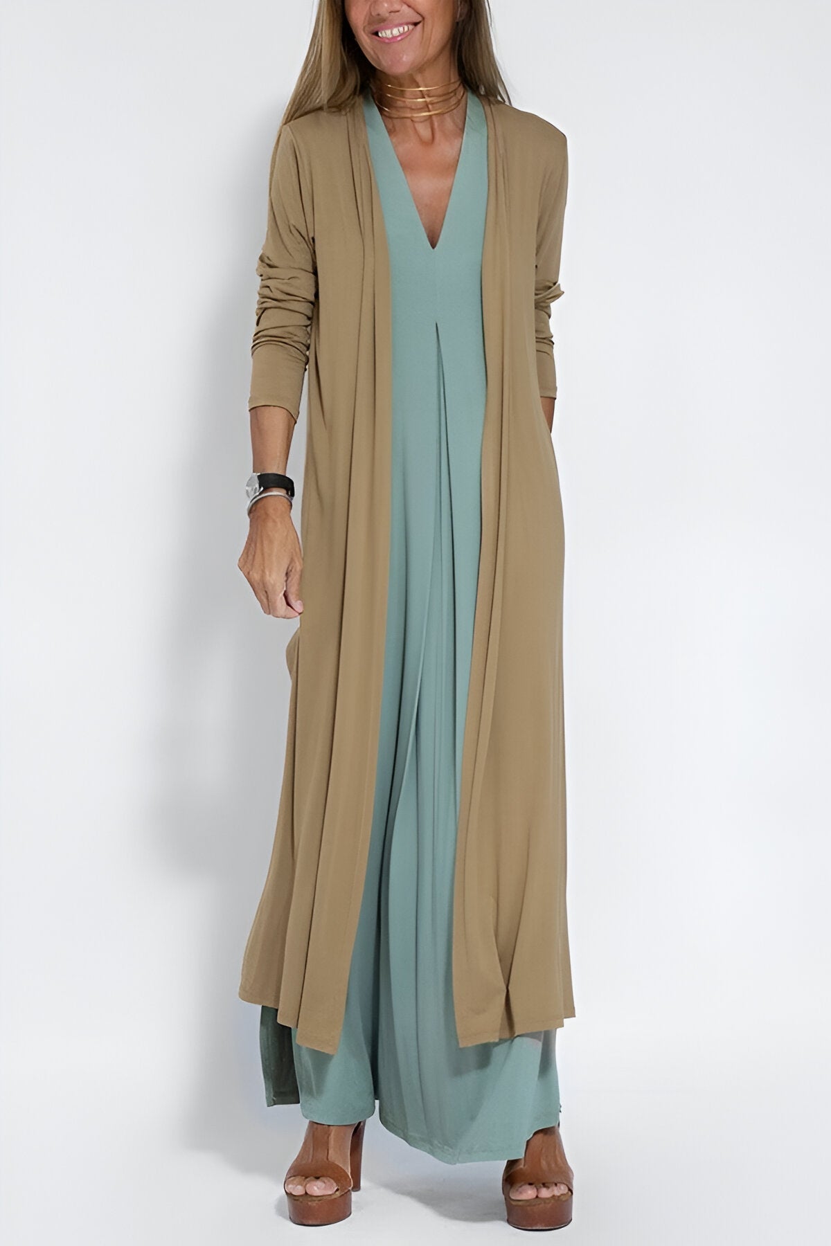 Hennalore | Elegantes langes Kleid mit passendem Cardigan