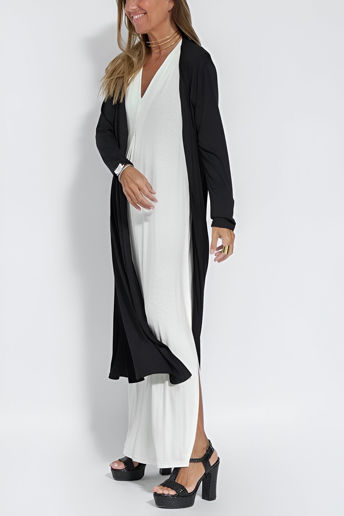 Hennalore | Elegantes langes Kleid mit passendem Cardigan