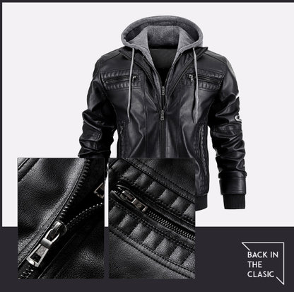 Jochen | Premium Motorradjacke mit Kapuze und Reißverschlusstaschen für Herren – Klassische Zip-Up Jacke mit verstellbarem Kordelzug