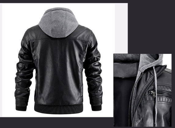 Jochen | Premium Motorradjacke mit Kapuze und Reißverschlusstaschen für Herren – Klassische Zip-Up Jacke mit verstellbarem Kordelzug