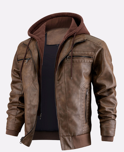 Jochen | Premium Motorradjacke mit Kapuze und Reißverschlusstaschen für Herren – Klassische Zip-Up Jacke mit verstellbarem Kordelzug