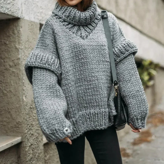 Valorra | Dick gestrickter Rollkragenpullover mit stylischen Ärmeln