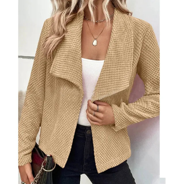 Orena | Modischer Waffelstrick Blazer mit Umlegekragen für Damen