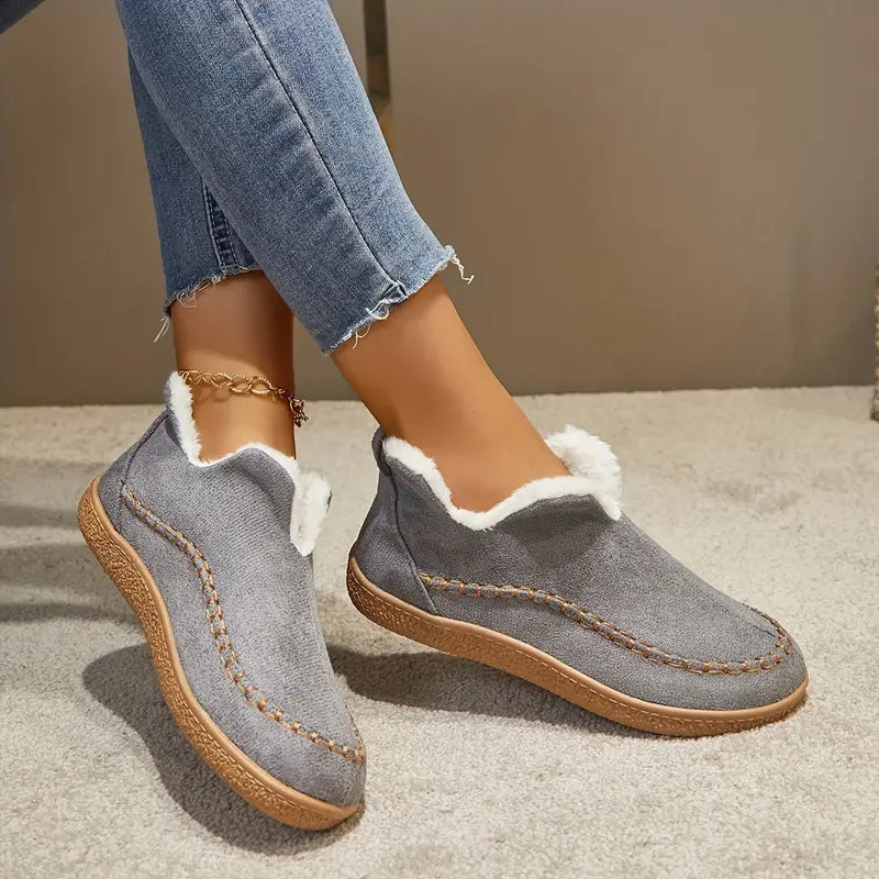 Maren | Damen Slip-On Stiefeletten mit Fleecefutter und runder Spitze