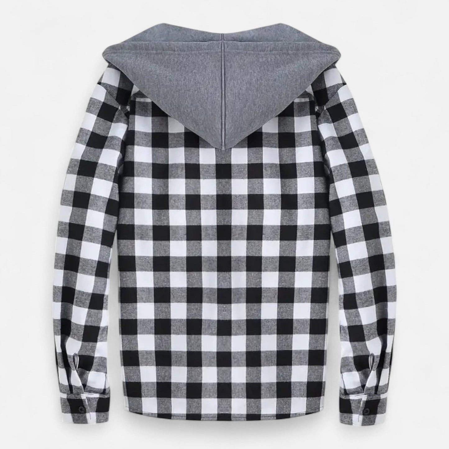 Sven | Herren Kariertes Button-Up Hoodie-Hemd – Weiche Übergangsjacke mit Kapuze & Kordelzug für Freizeit & Alltag
