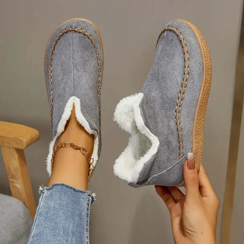 Valentina | Damen Fleecegefütterte Orthopädische Winter Loafers mit Stickdetails