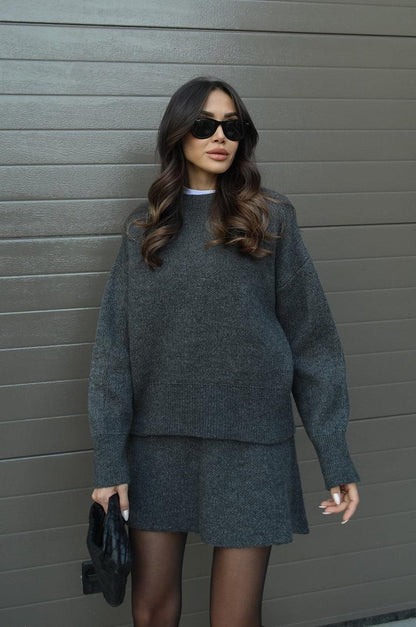 Damen Strick-Set Pullover & Minirock | Moderner Cozy-Look für Herbst & Winter