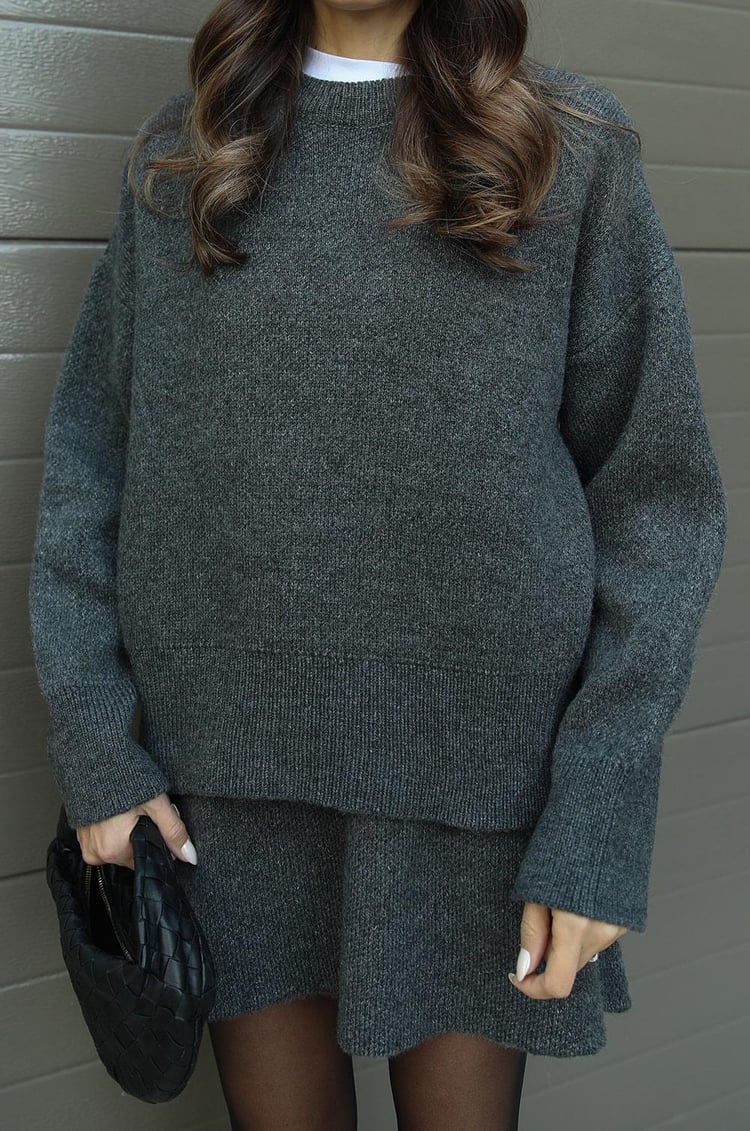 Vianne | Damen Strick Set: Oversized Pullover mit Hohem Taillenrock