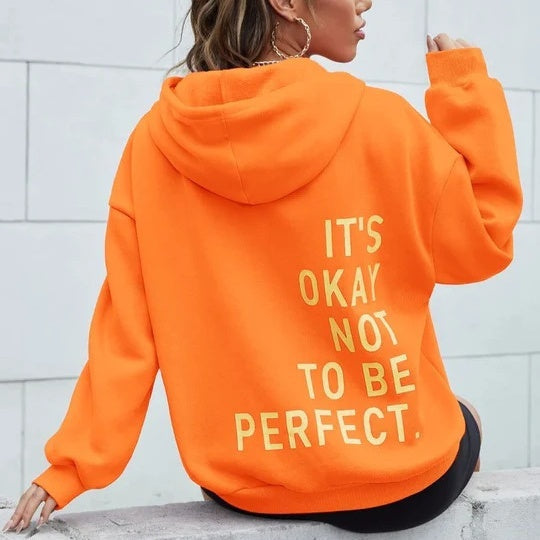 Wilburga | Damen Hoodie Jacke mit "It's okay not to be perfect" Rückendruck