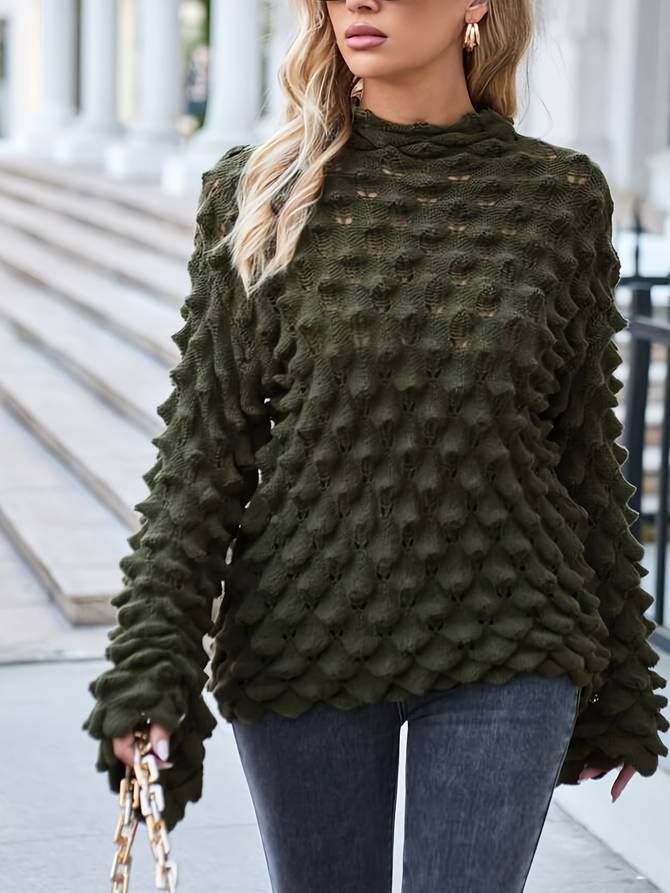 Gylora | Damen Strickpullover mit modischen Rüschen