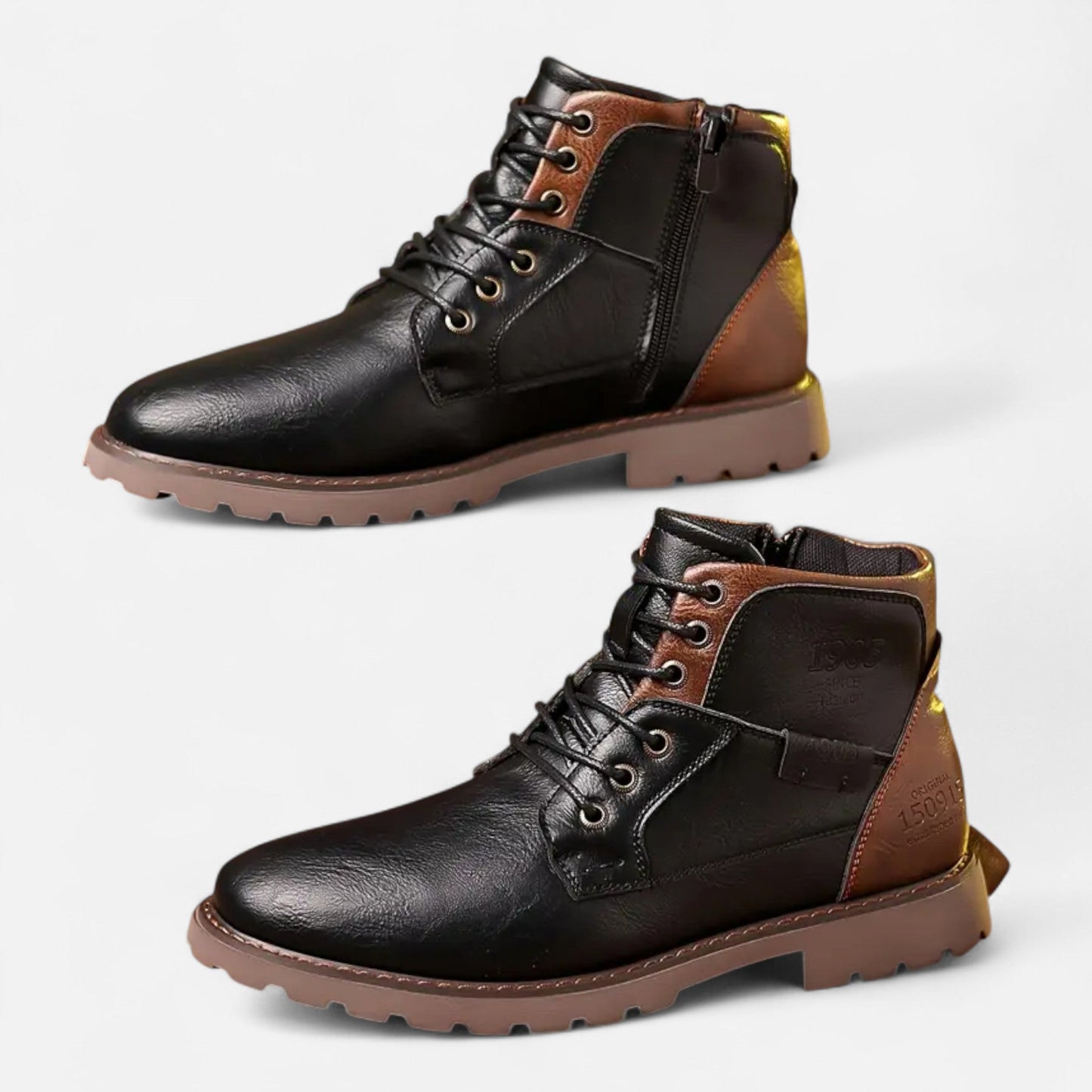 Torben | Herren Vintage Lederoptik Schnürstiefeletten – Elegante Business & Freizeit Ankle Boots im Klassischen Design