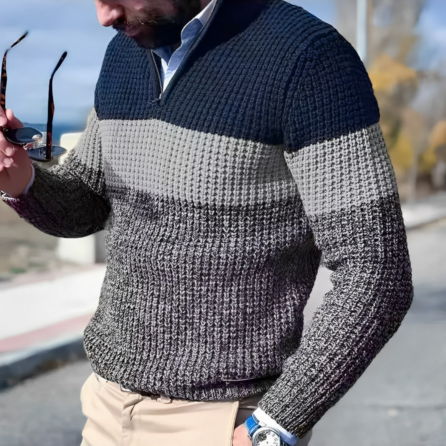 Fabian | Farbblock-Design Herrenpullover