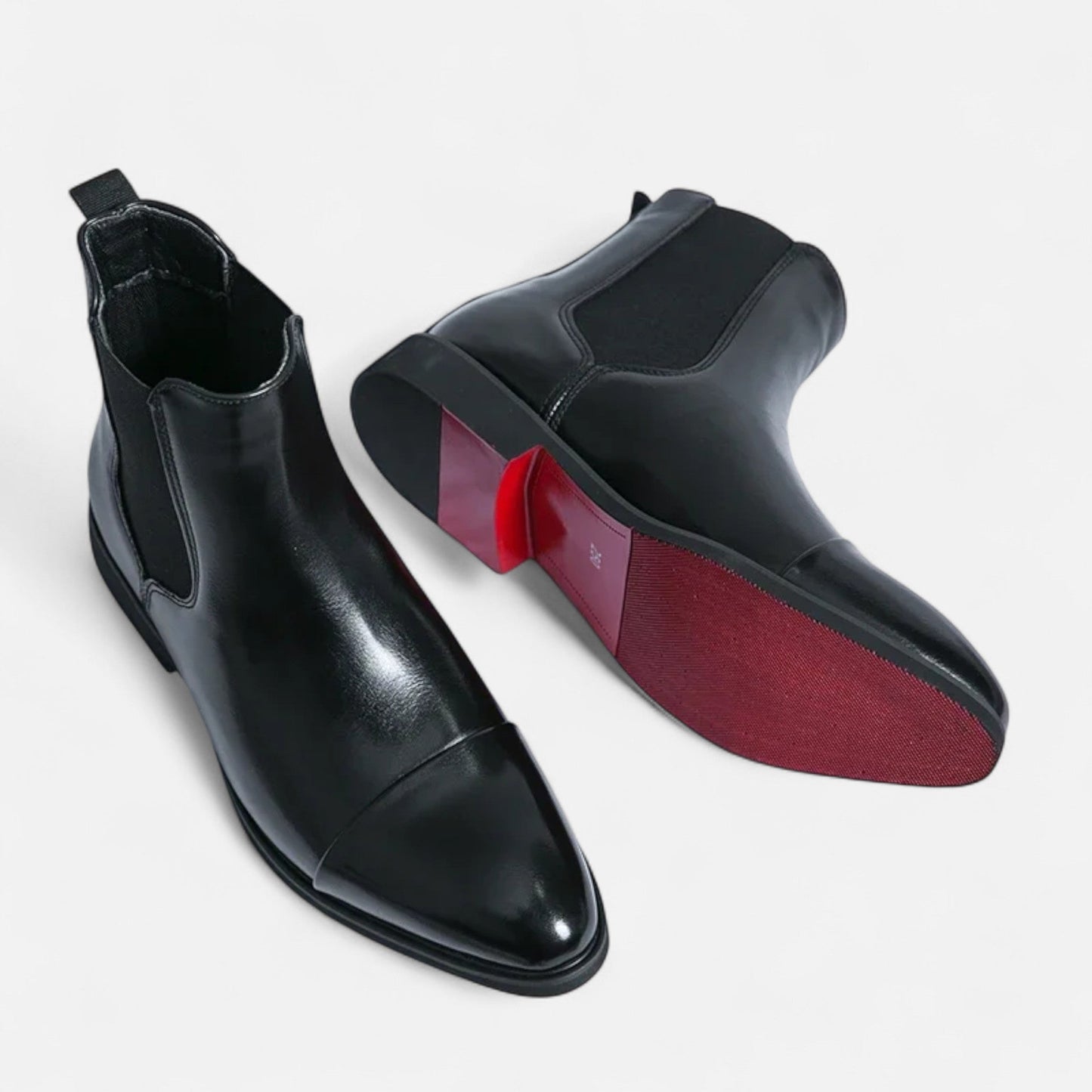 Herren Chelsea Boots Noir | Elegante Schuhe mit markanter roter Sohle