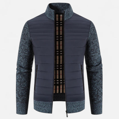 Herren Fleecejacke Patchwork | Stehkragen und Stilvolle Kontraste