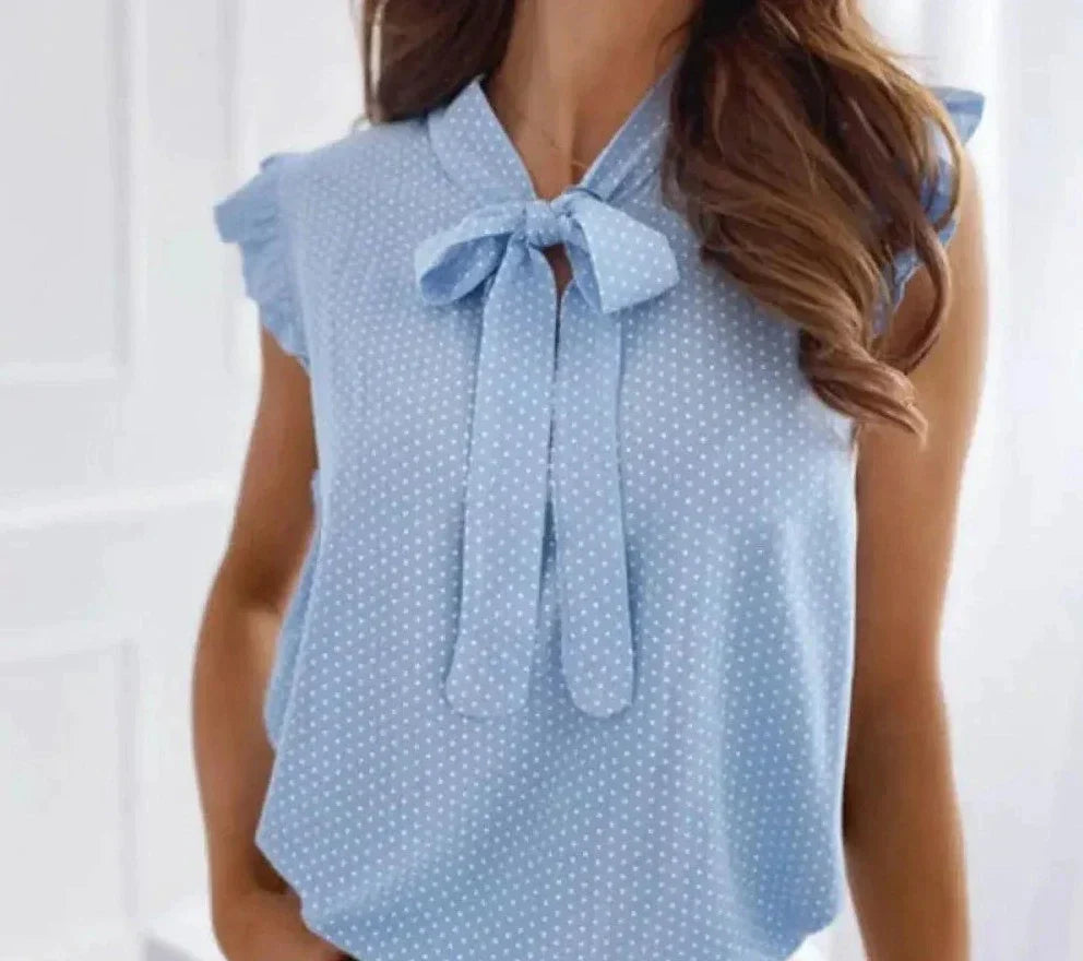 Veralin | Ärmellose Polka Dot Bluse mit Schleifenkragen für Damen