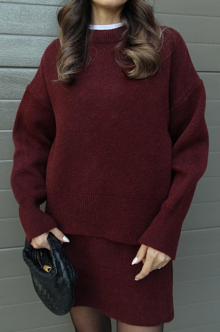 Vianne | Damen Strick Set: Oversized Pullover mit Hohem Taillenrock