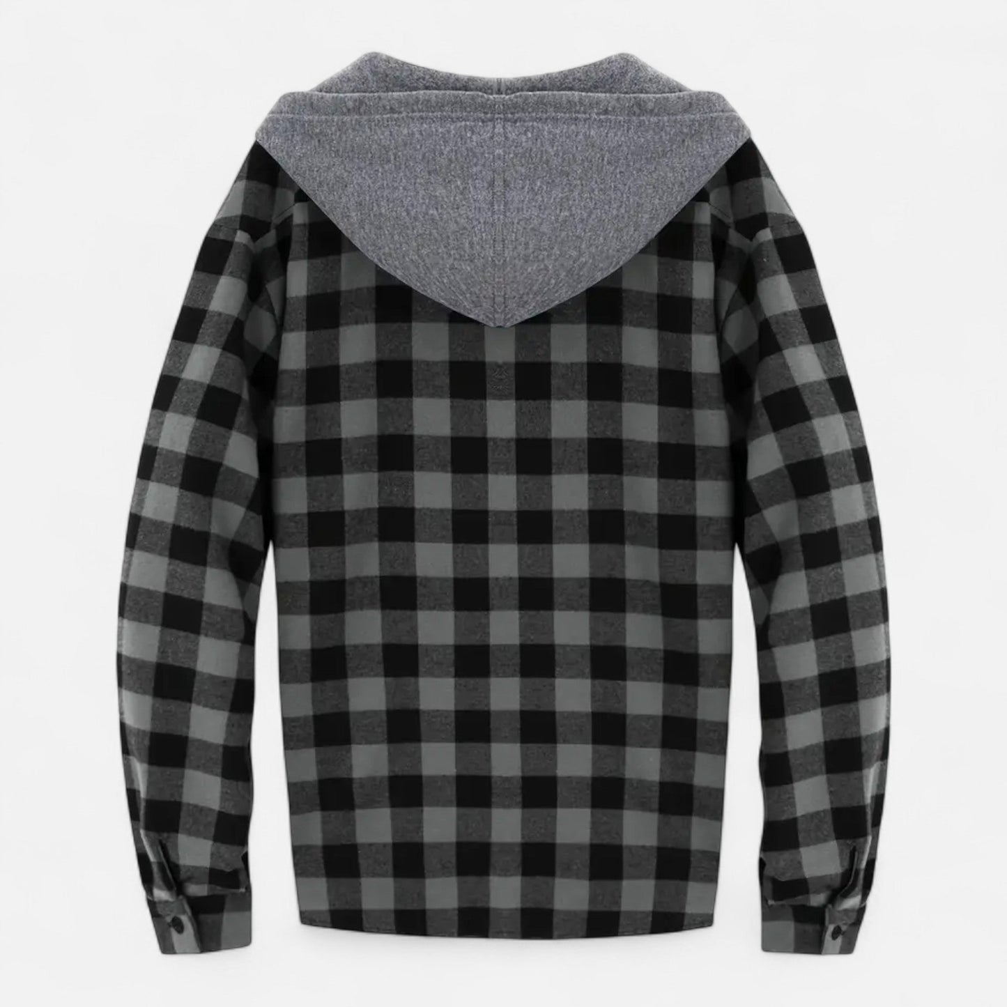 Sven | Herren Kariertes Button-Up Hoodie-Hemd – Weiche Übergangsjacke mit Kapuze & Kordelzug für Freizeit & Alltag