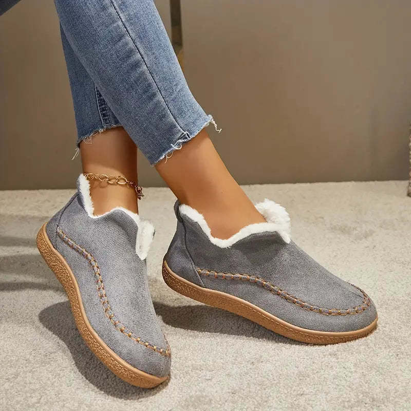 Valentina | Damen Fleecegefütterte Orthopädische Winter Loafers mit Stickdetails