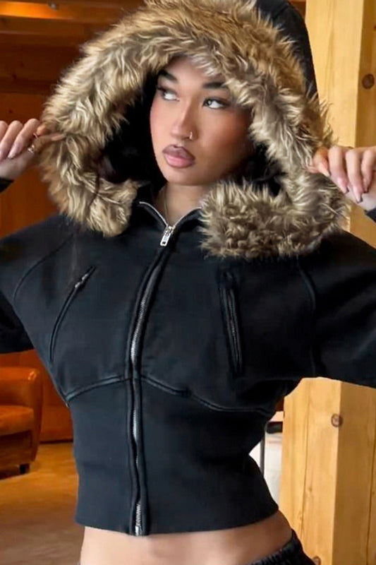 Cozy Fur Hoodie | Damen Hoodie mit Flauschiger Kapuze