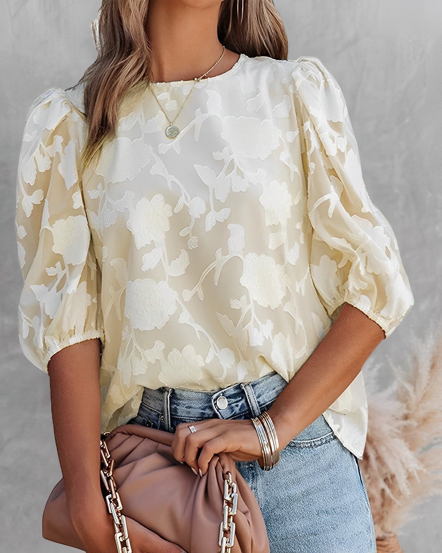 Lotty | Damen Puff-Sleeved Chiffon Shirt