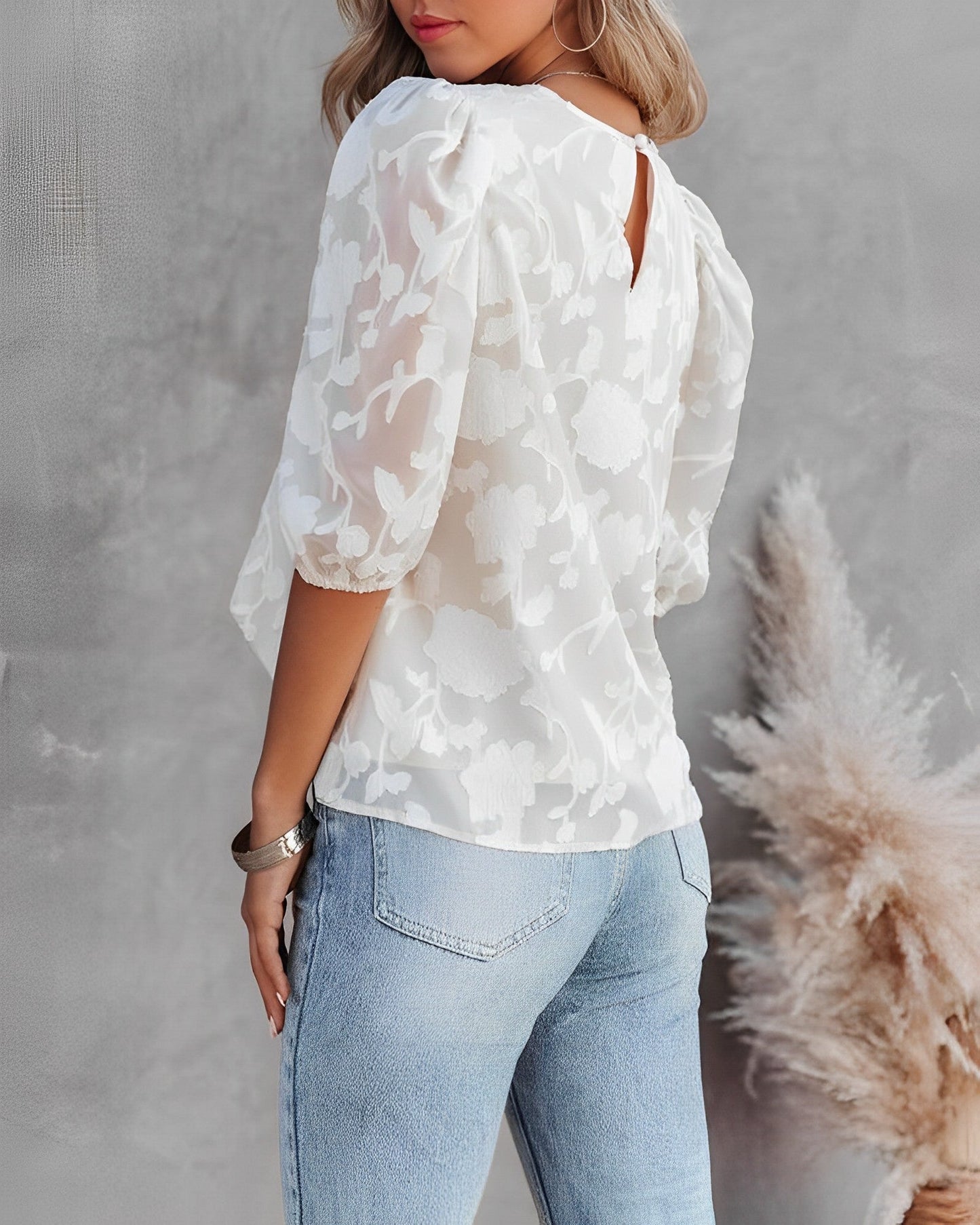 Lotty | Damen Puff-Sleeved Chiffon Shirt