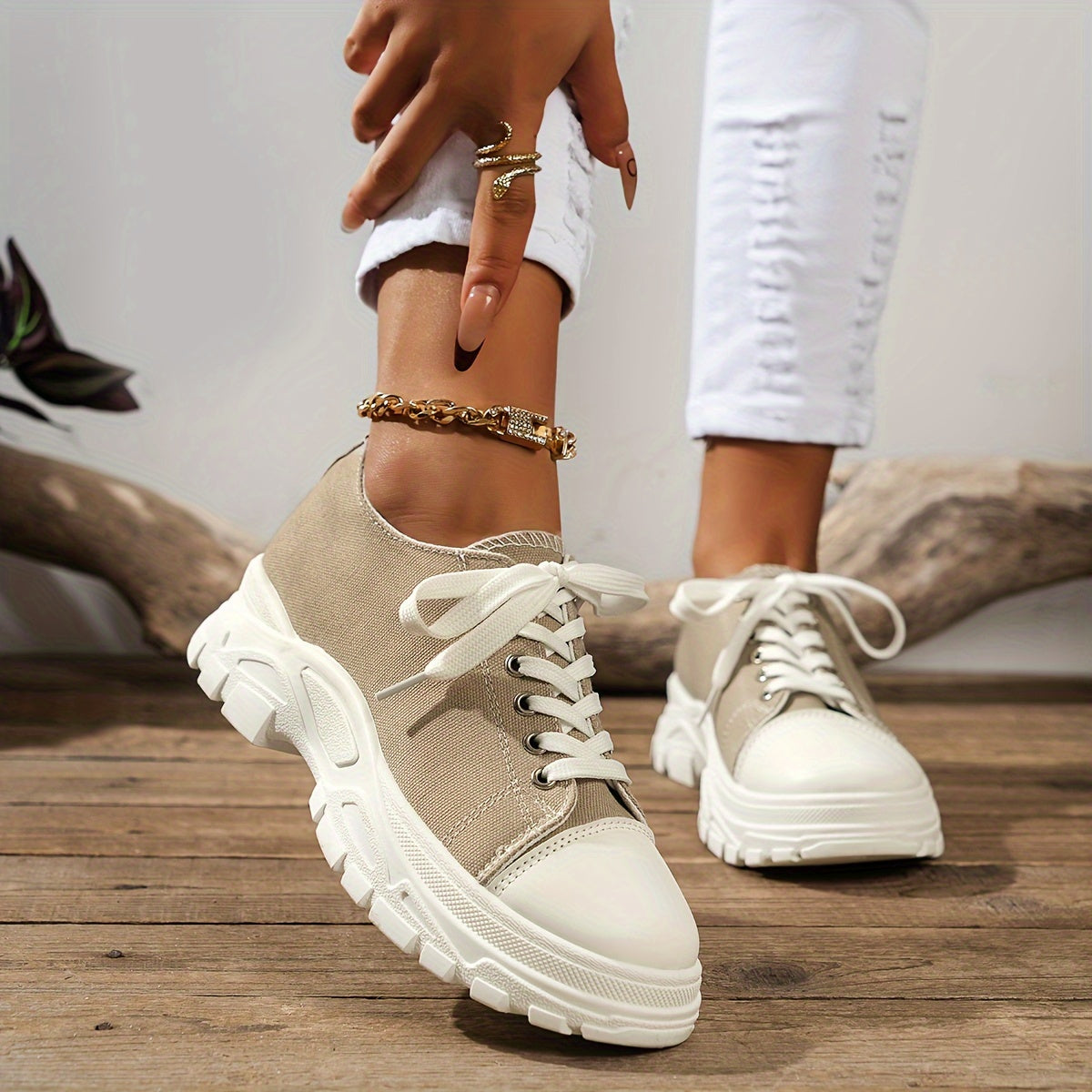 Christa | Beige Trend-Sneaker