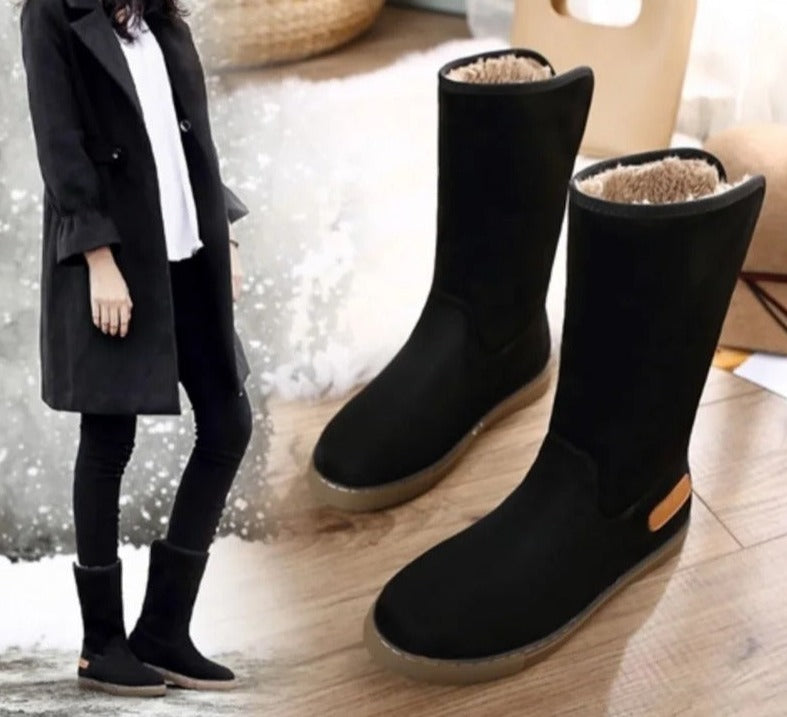 Fandira | Damen Fleecegefütterte Winterstiefel mit Flacher Sohle – Warm und Stylisch