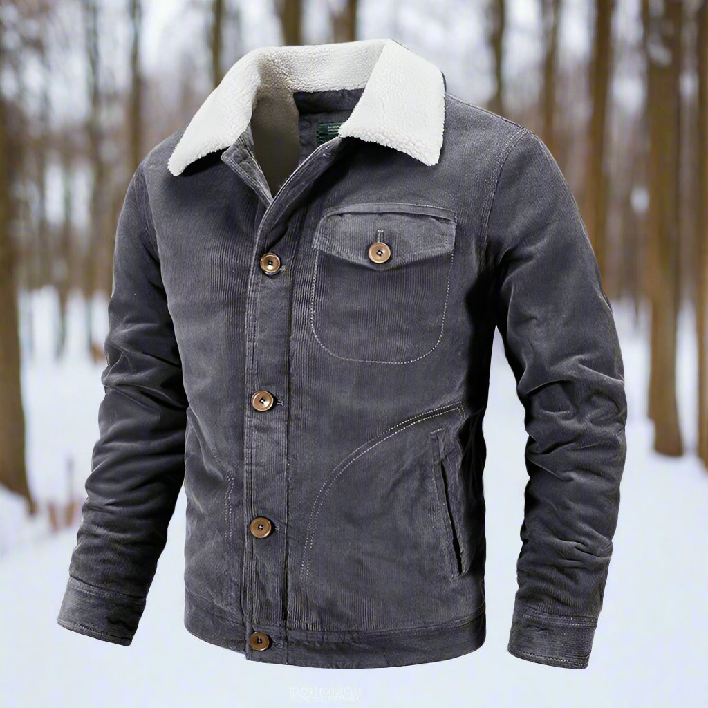 Fairmont | Herren Cordjacke mit Shearling-Kragen, Klassische Passform, Knöpfe & Taschen