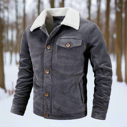 Fairmont | Herren Cordjacke mit Shearling-Kragen, Klassische Passform, Knöpfe & Taschen