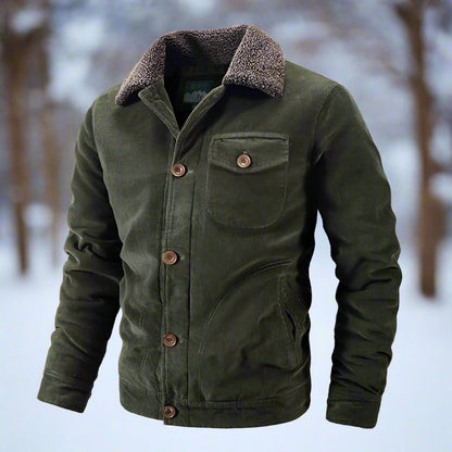 Fairmont | Herren Cordjacke mit Shearling-Kragen, Klassische Passform, Knöpfe & Taschen