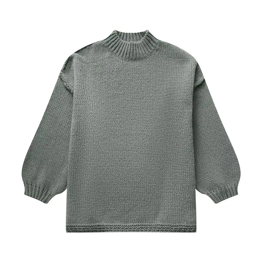 Lione | Oversize Strickpullover mit hohem Kragen und Laternenärmeln