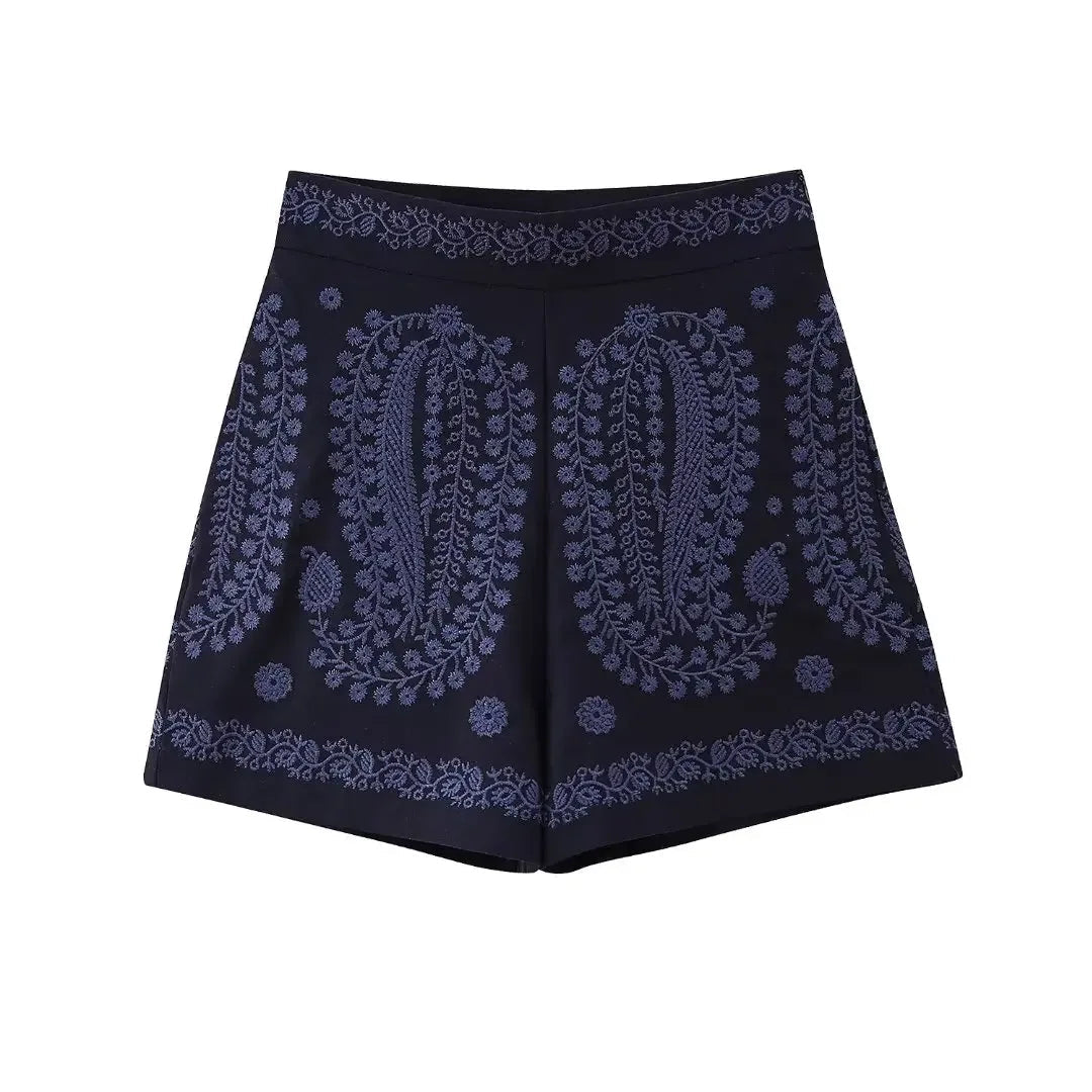 Werni | Bestickte High-Waist Shorts für Damen - Sommermode