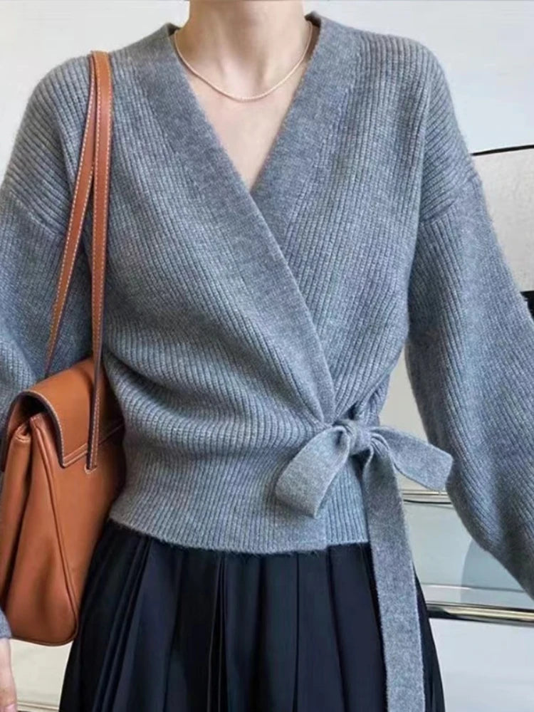 Cineca | Eleganter Wickelpullover mit Bindegürtel