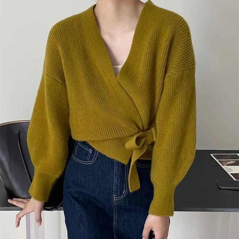 Cineca | Eleganter Wickelpullover mit Bindegürtel