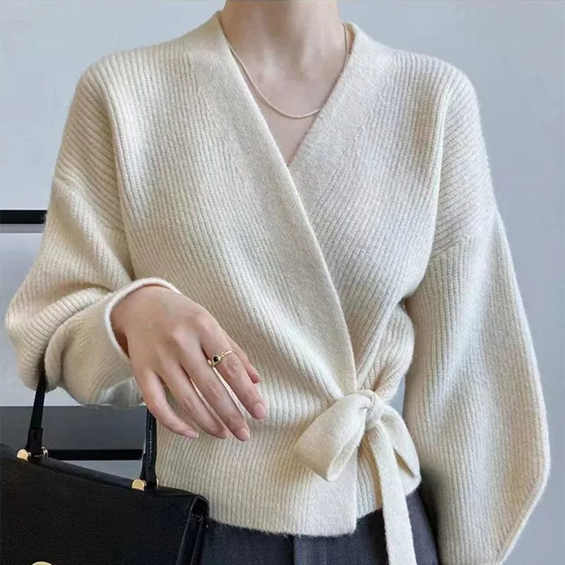 Cineca | Eleganter Wickelpullover mit Bindegürtel