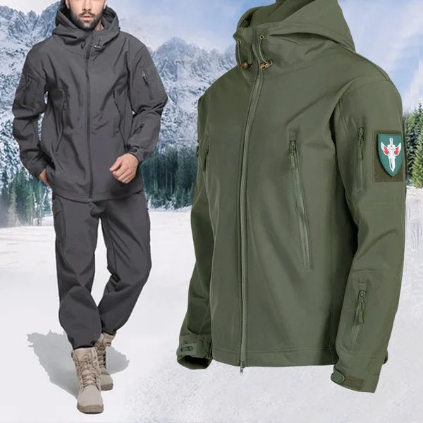 Otis | Herren Wetterfeste Taktische Jacke mit Kapuze, Reißverschlusstaschen und Stehkragen