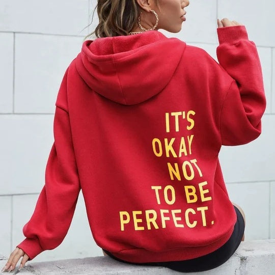 Wilburga | Damen Hoodie Jacke mit "It's okay not to be perfect" Rückendruck