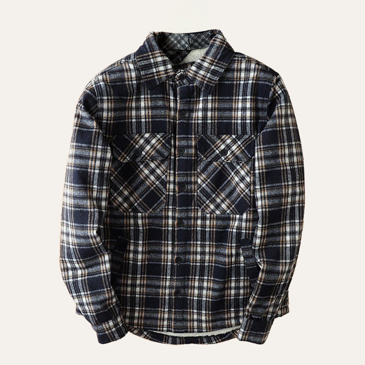 Herren Flanell-Hemdjacke mit Fleece-Futter | Warme Outdoor-Überhemdjacke