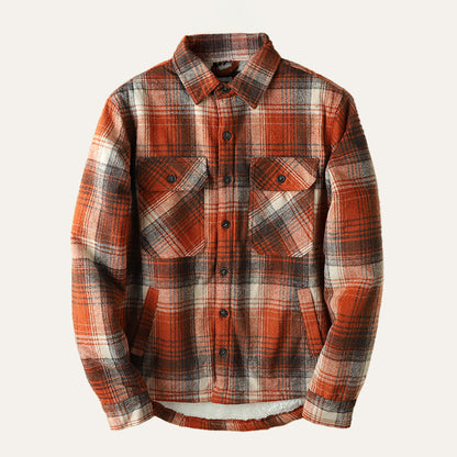 Herren Flanell-Hemdjacke mit Fleece-Futter | Warme Outdoor-Überhemdjacke