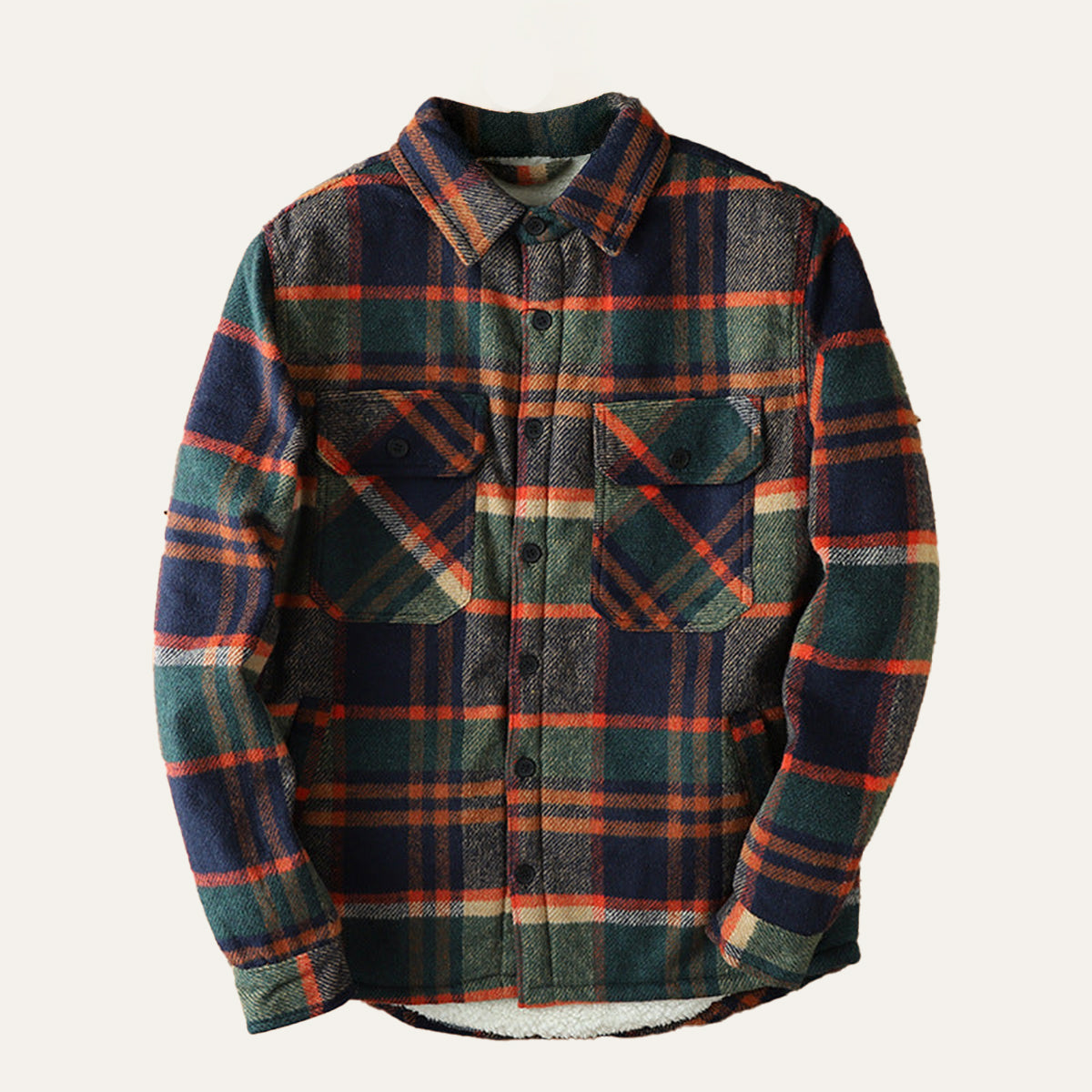 Herren Flanell-Hemdjacke mit Fleece-Futter | Warme Outdoor-Überhemdjacke