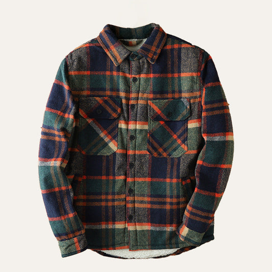 Herren Flanell-Hemdjacke mit Fleece-Futter | Warme Outdoor-Überhemdjacke