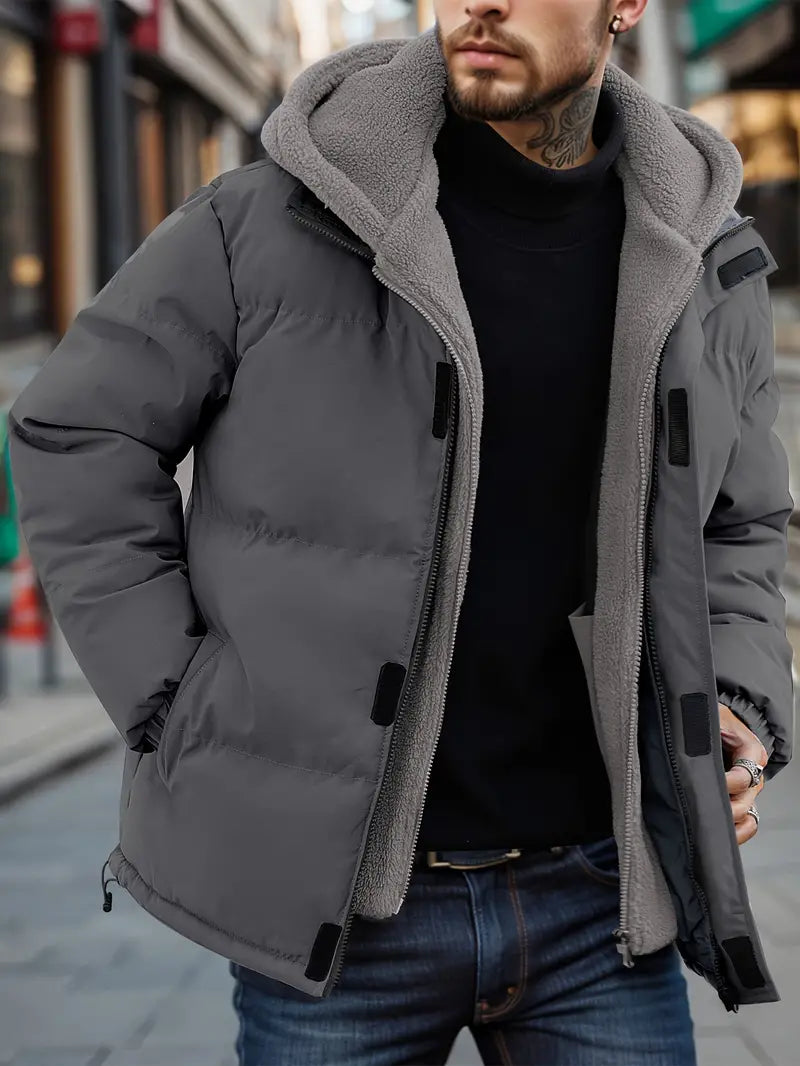 Leonhardt | Herren Fleecegefütterte Winterjacke mit Kapuze und Reißverschluss – Warm, Bequem und Stylisch